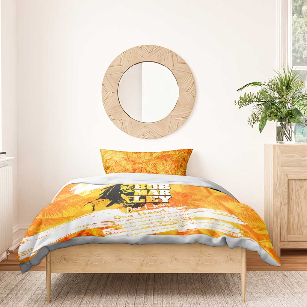 Legend Bob Reggae Afro Bedding Set One Love One Heart Tropical Leaf