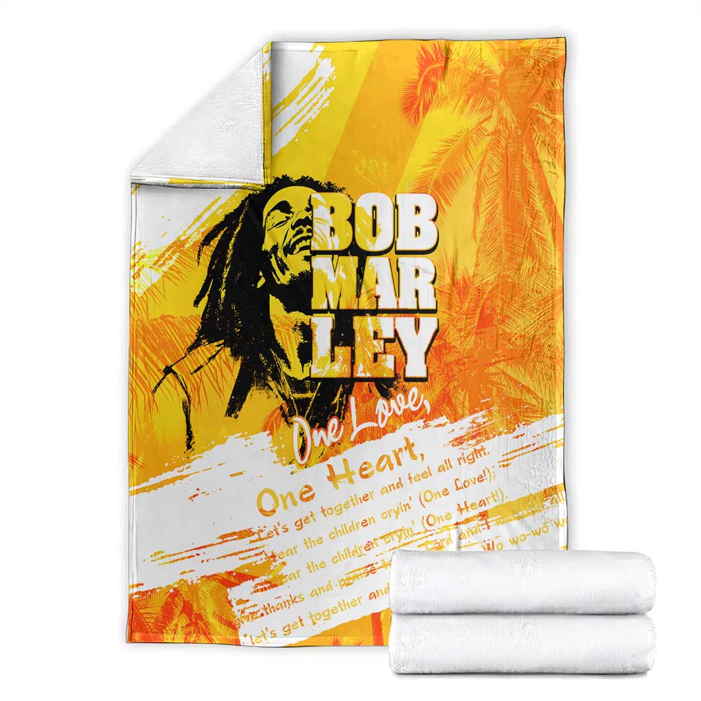 Legend Bob Reggae Afro Blanket One Love One Heart Tropical Leaf