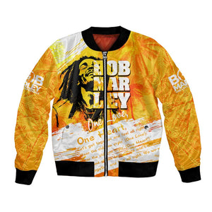 Legend Bob Reggae Afro Bomber Jacket One Love One Heart Tropical Leaf