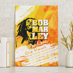 Legend Bob Reggae Afro Canvas Wall Art One Love One Heart Tropical Leaf