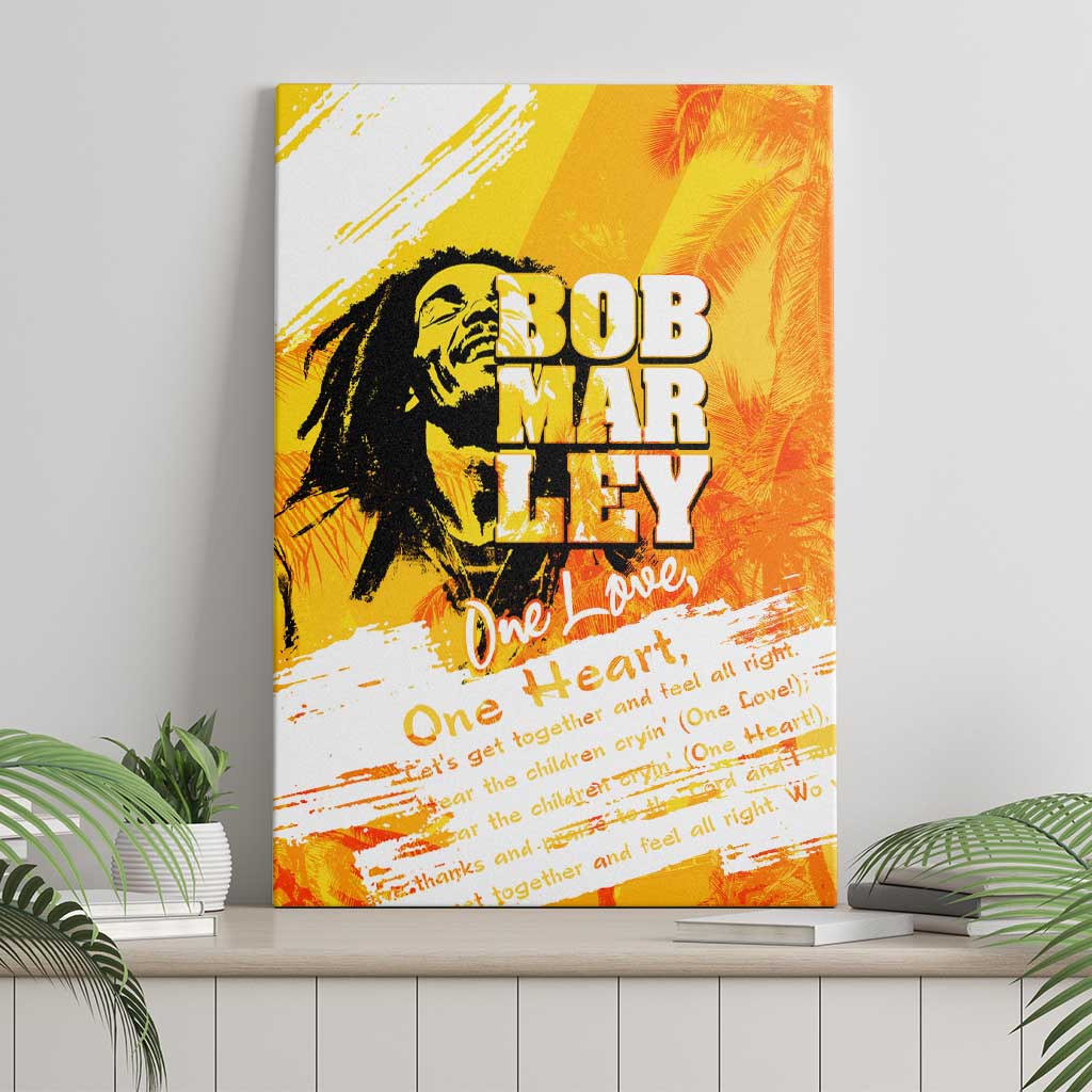 Legend Bob Reggae Afro Canvas Wall Art One Love One Heart Tropical Leaf