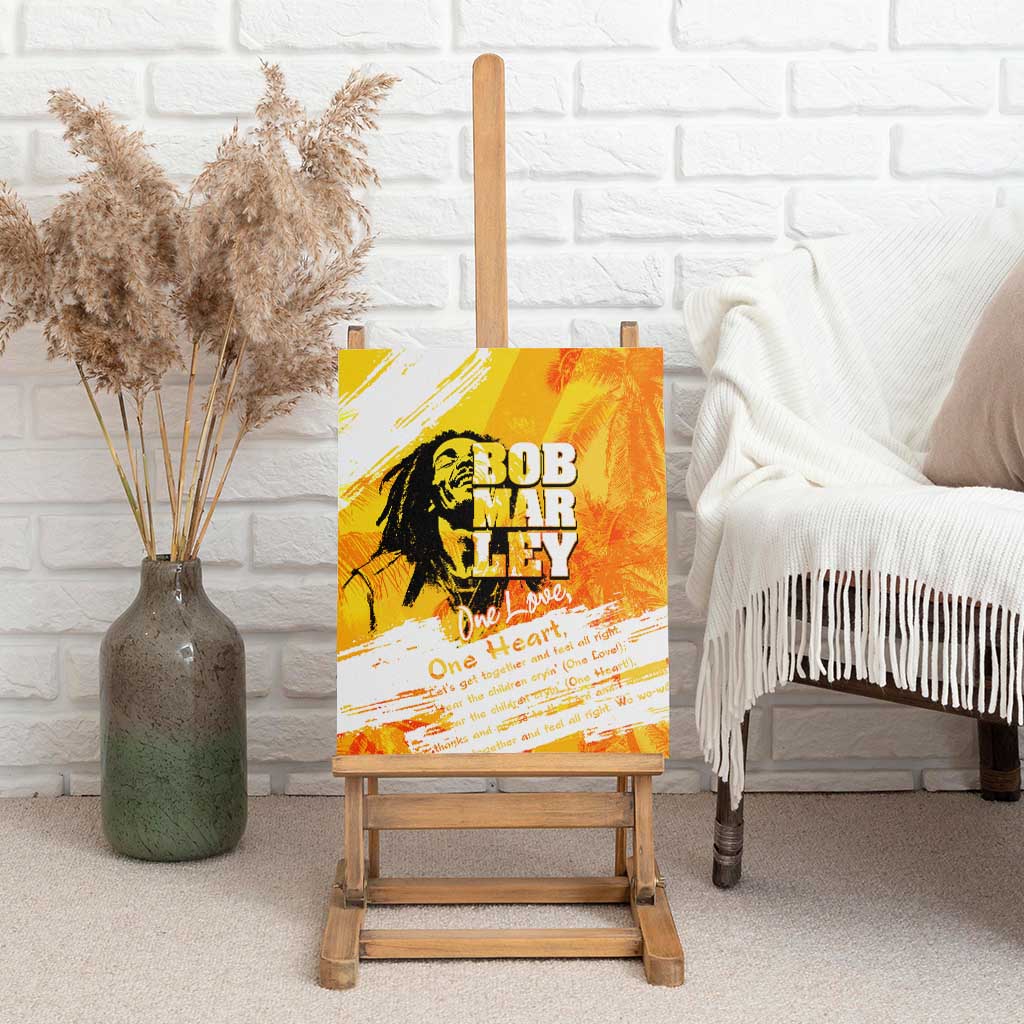 Legend Bob Reggae Afro Canvas Wall Art One Love One Heart Tropical Leaf
