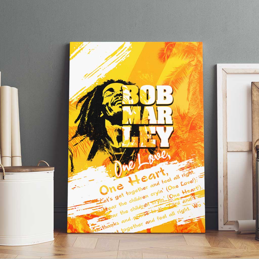 Legend Bob Reggae Afro Canvas Wall Art One Love One Heart Tropical Leaf