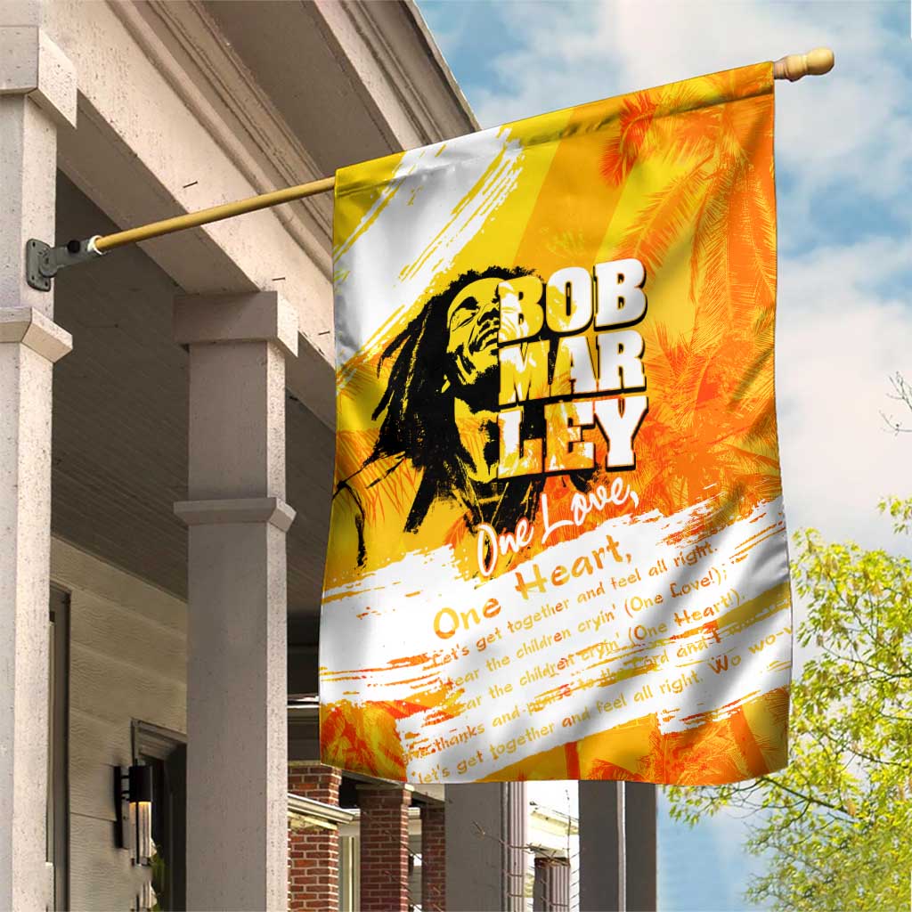 Legend Bob Reggae Afro Garden Flag One Love One Heart Tropical Leaf