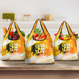 Legend Bob Reggae Afro Grocery Bag One Love One Heart Tropical Leaf