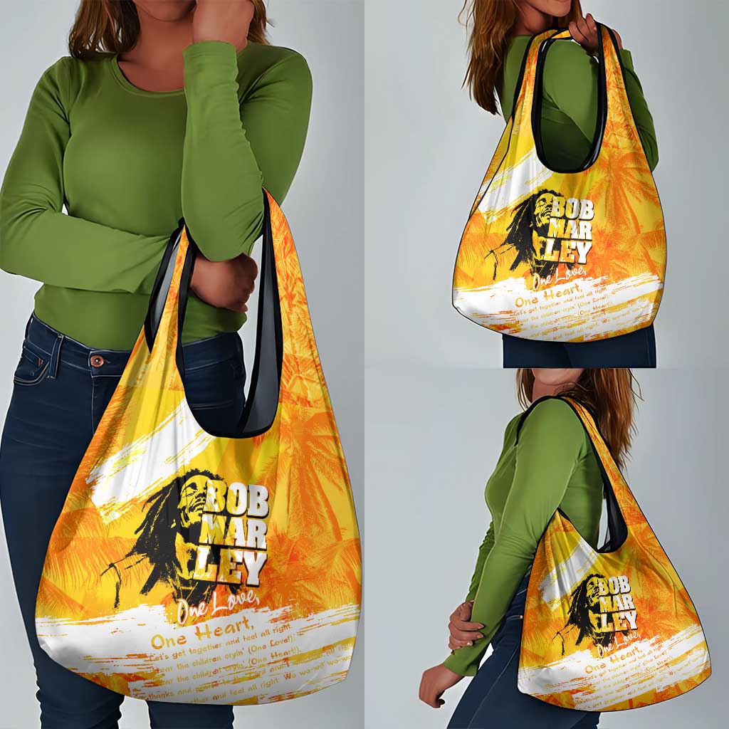 Legend Bob Reggae Afro Grocery Bag One Love One Heart Tropical Leaf