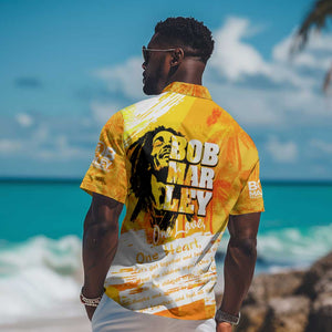 Legend Bob Reggae Afro Hawaiian Shirt One Love One Heart Tropical Leaf