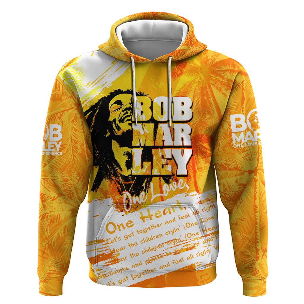 Legend Bob Reggae Afro Hoodie One Love One Heart Tropical Leaf