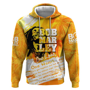 Legend Bob Reggae Afro Hoodie One Love One Heart Tropical Leaf