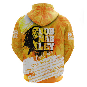 Legend Bob Reggae Afro Hoodie One Love One Heart Tropical Leaf