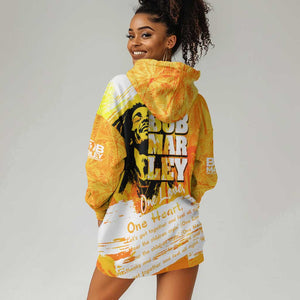 Legend Bob Reggae Afro Hoodie Dress One Love One Heart Tropical Leaf