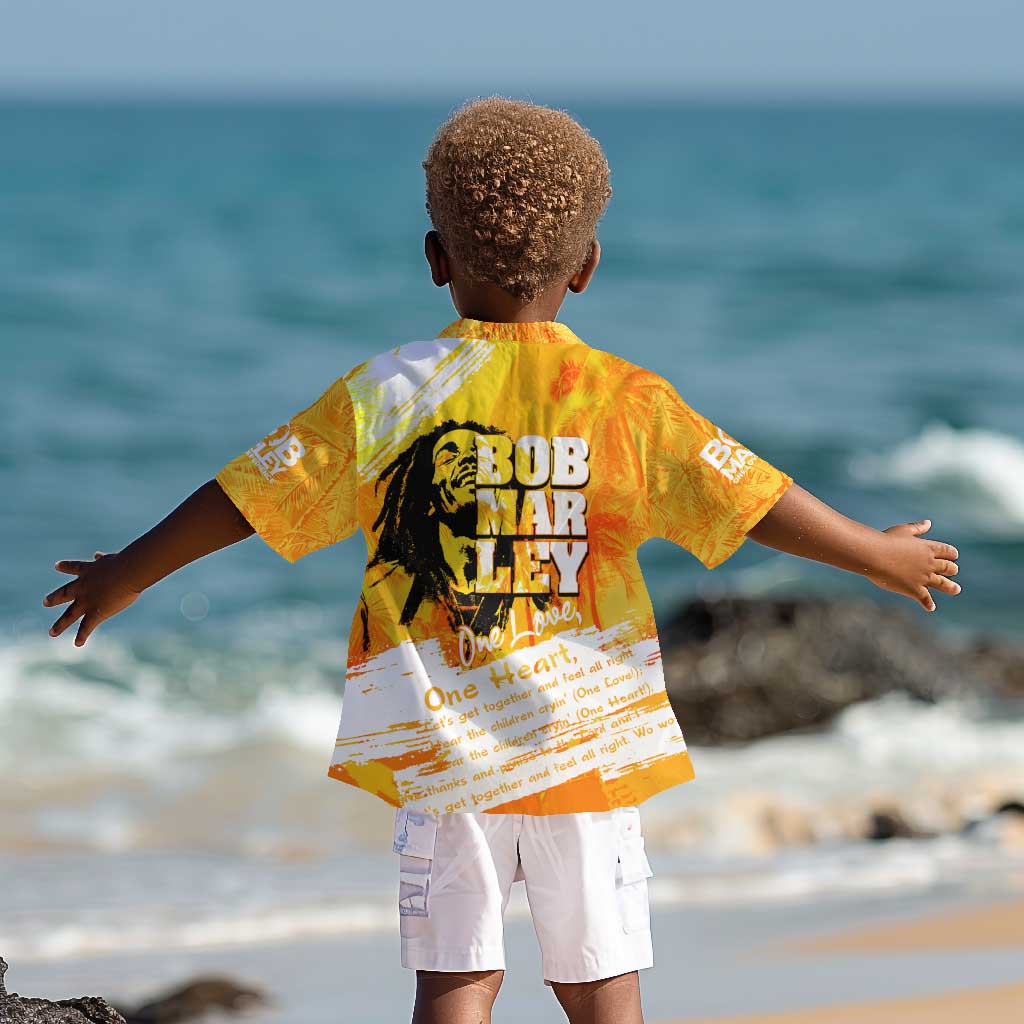 Legend Bob Reggae Afro Kid Hawaiian Shirt One Love One Heart Tropical Leaf