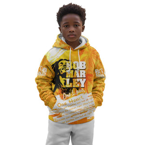 Legend Bob Reggae Afro Kid Hoodie One Love One Heart Tropical Leaf