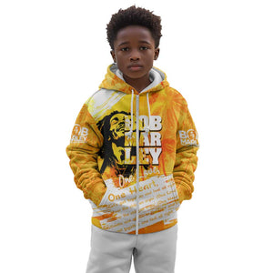 Legend Bob Reggae Afro Kid Hoodie One Love One Heart Tropical Leaf