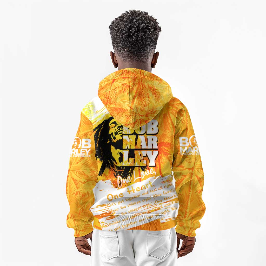 Legend Bob Reggae Afro Kid Hoodie One Love One Heart Tropical Leaf