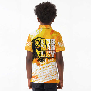 Legend Bob Reggae Afro Kid Polo Shirt One Love One Heart Tropical Leaf
