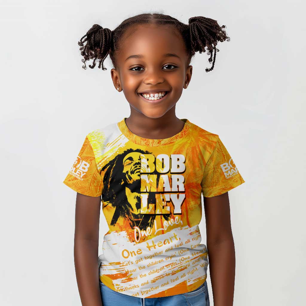 Legend Bob Reggae Afro Kid T shirt One Love One Heart Tropical Leaf