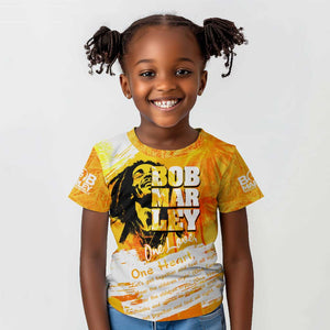 Legend Bob Reggae Afro Kid T shirt One Love One Heart Tropical Leaf