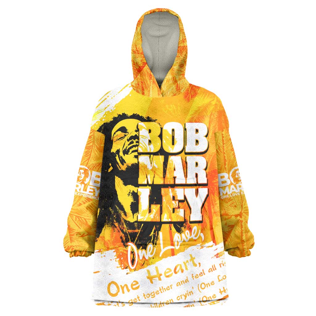 Legend Bob Reggae Afro Kid Wearable Blanket Hoodie One Love One Heart Tropical Leaf
