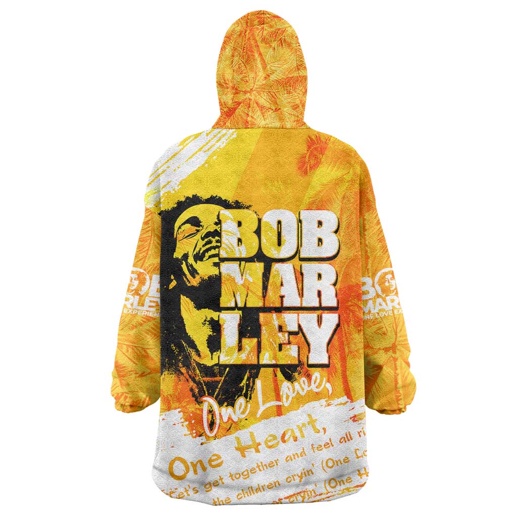 Legend Bob Reggae Afro Kid Wearable Blanket Hoodie One Love One Heart Tropical Leaf