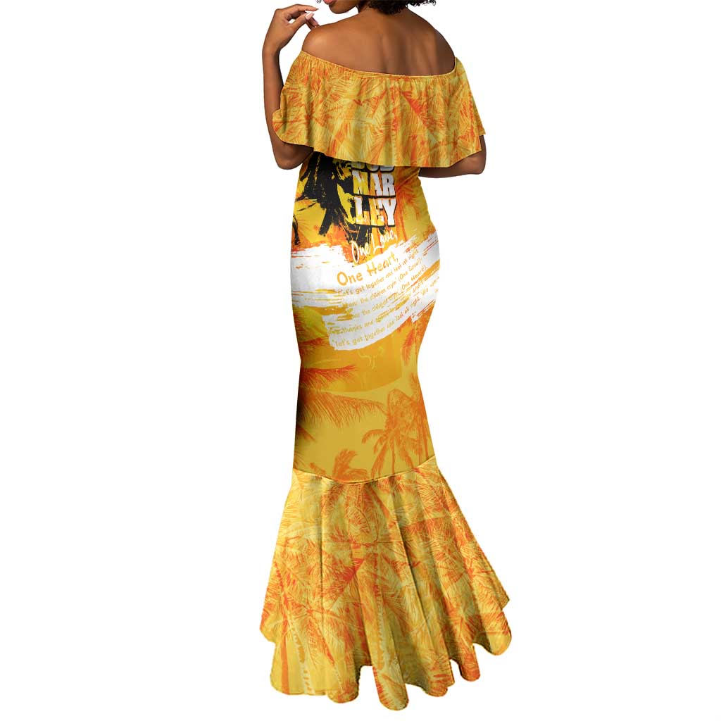 Legend Bob Reggae Afro Mermaid Dress One Love One Heart Tropical Leaf