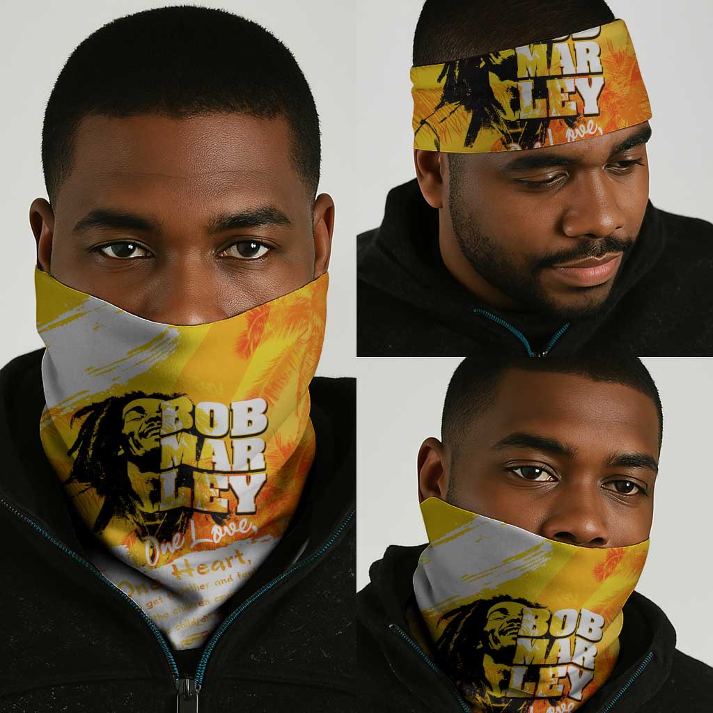 Legend Bob Reggae Afro Neck Gaiter One Love One Heart Tropical Leaf DT02
