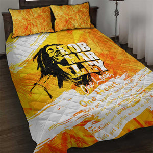 Legend Bob Reggae Afro Quilt Bed Set One Love One Heart Tropical Leaf