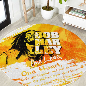 Legend Bob Reggae Afro Round Carpet One Love One Heart Tropical Leaf