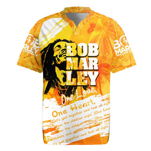 Legend Bob Reggae Afro Rugby Jersey One Love One Heart Tropical Leaf