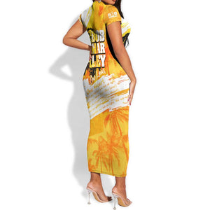Legend Bob Reggae Afro Short Sleeve Bodycon Dress One Love One Heart Tropical Leaf