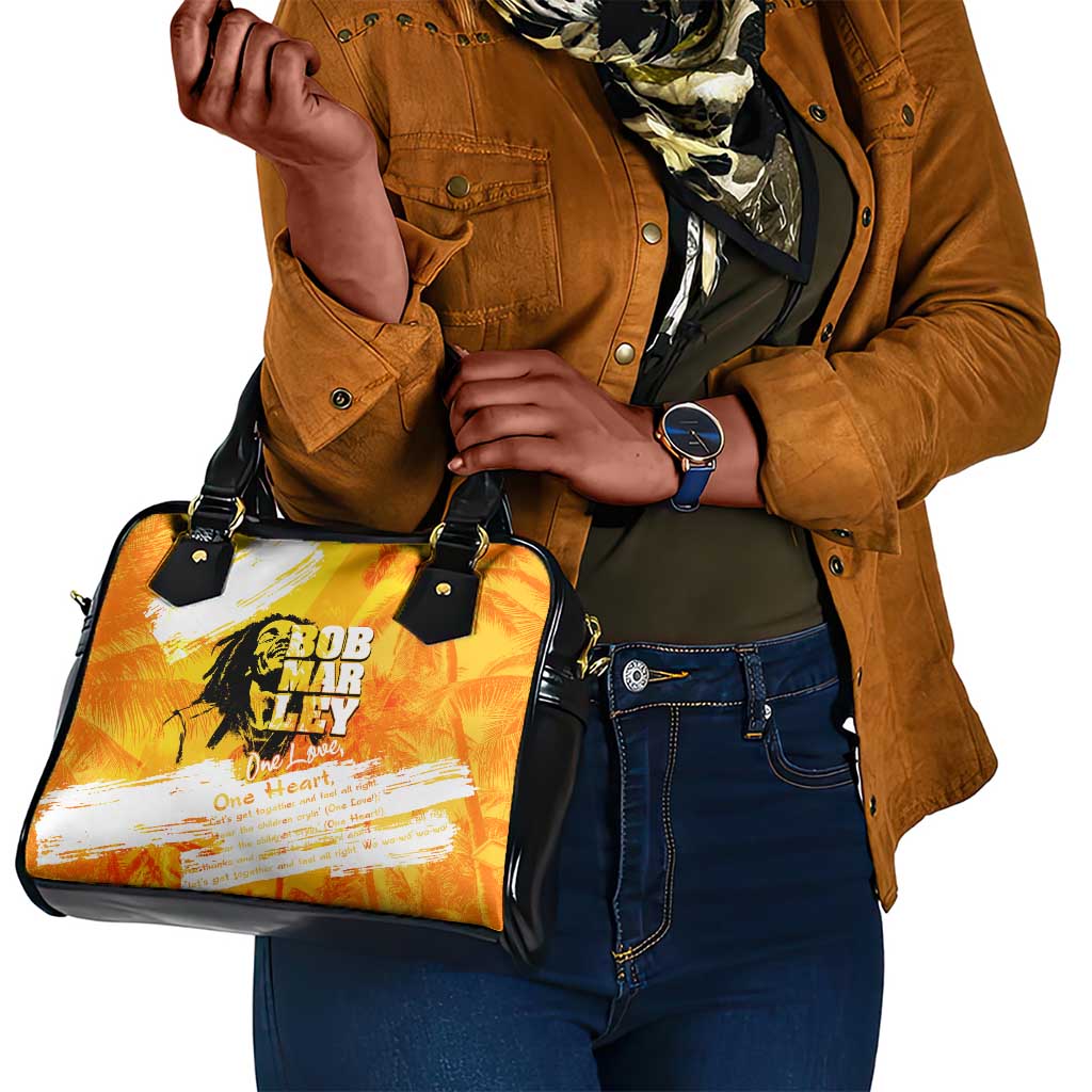 Legend Bob Reggae Afro Shoulder Handbag One Love One Heart Tropical Leaf