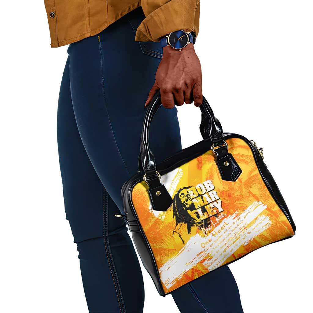 Legend Bob Reggae Afro Shoulder Handbag One Love One Heart Tropical Leaf