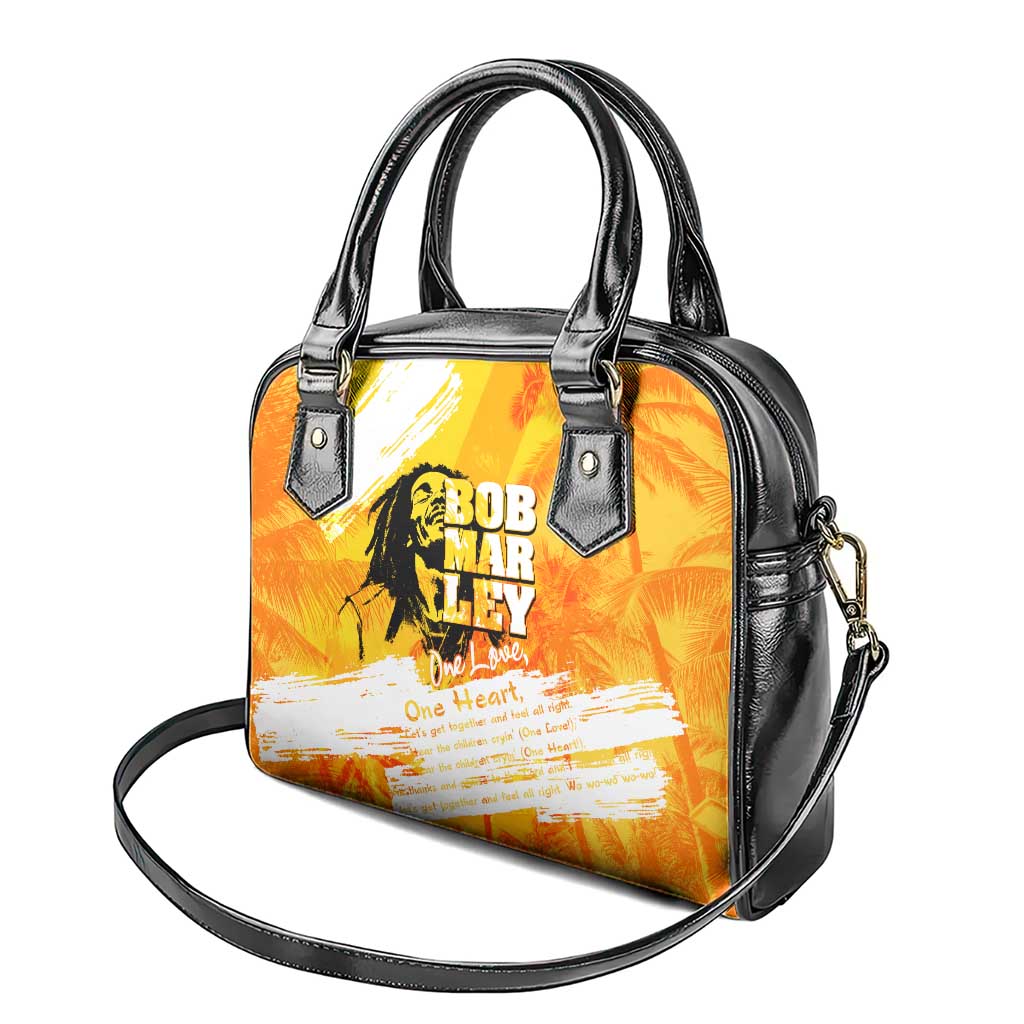 Legend Bob Reggae Afro Shoulder Handbag One Love One Heart Tropical Leaf
