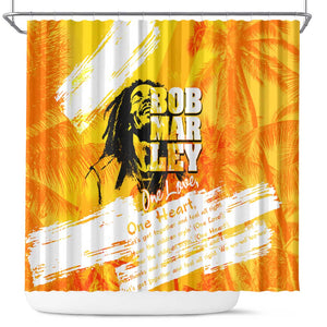 Legend Bob Reggae Afro Shower Curtain One Love One Heart Tropical Leaf