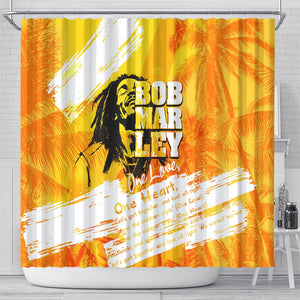 Legend Bob Reggae Afro Shower Curtain One Love One Heart Tropical Leaf
