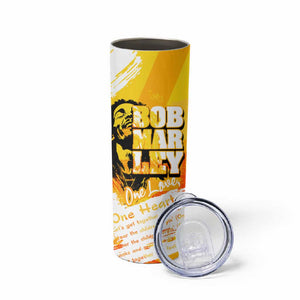 Legend Bob Reggae Afro Skinny Tumbler One Love One Heart Tropical Leaf