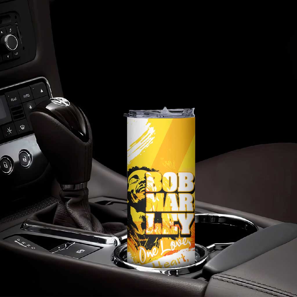 Legend Bob Reggae Afro Skinny Tumbler One Love One Heart Tropical Leaf