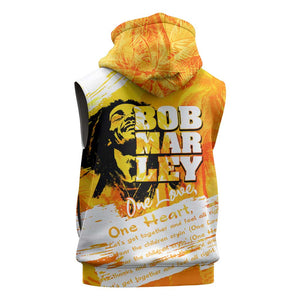 Legend Bob Reggae Afro Sleeveless Hoodie One Love One Heart Tropical Leaf - African Pride
