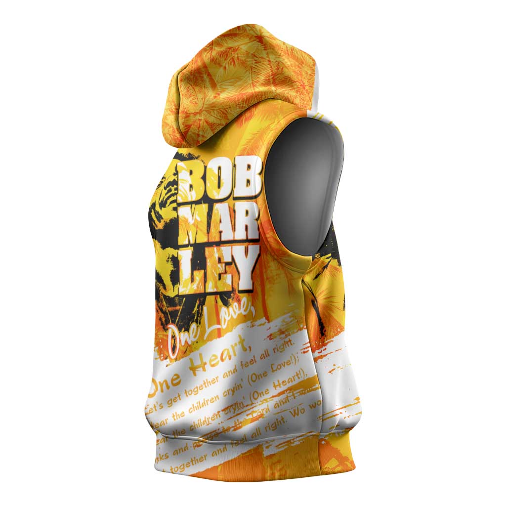 Legend Bob Reggae Afro Sleeveless Hoodie One Love One Heart Tropical Leaf - African Pride