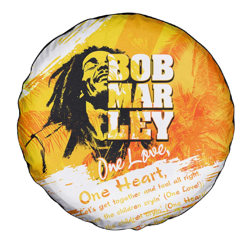 Legend Bob Reggae Afro Spare Tire Cover One Love One Heart Tropical Leaf