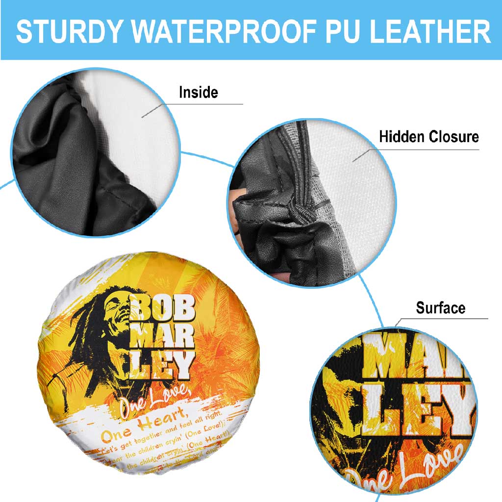 Legend Bob Reggae Afro Spare Tire Cover One Love One Heart Tropical Leaf