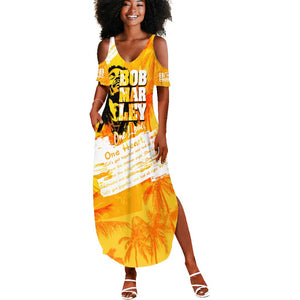 Legend Bob Reggae Afro Summer Maxi Dress One Love One Heart Tropical Leaf
