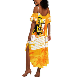 Legend Bob Reggae Afro Summer Maxi Dress One Love One Heart Tropical Leaf