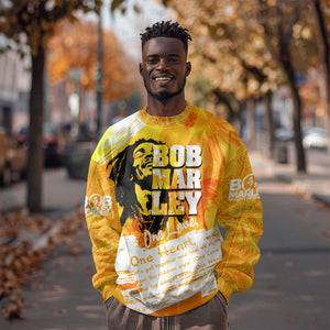 Legend Bob Reggae Afro Sweatshirt One Love One Heart Tropical Leaf