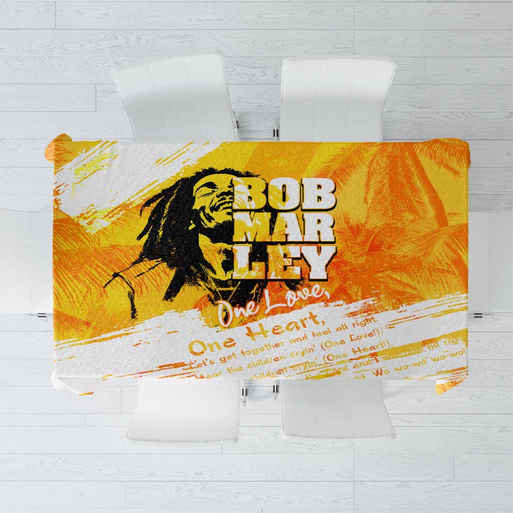 Legend Bob Reggae Afro Tablecloth One Love One Heart Tropical Leaf