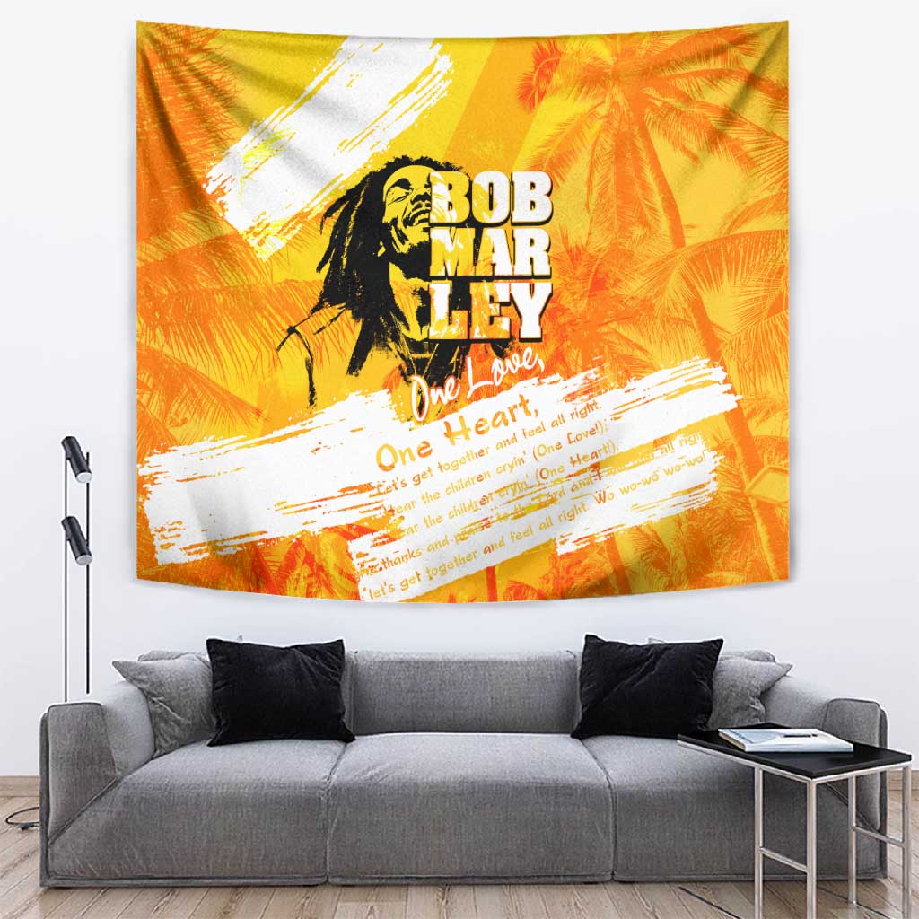 Legend Bob Reggae Afro Tapestry One Love One Heart Tropical Leaf