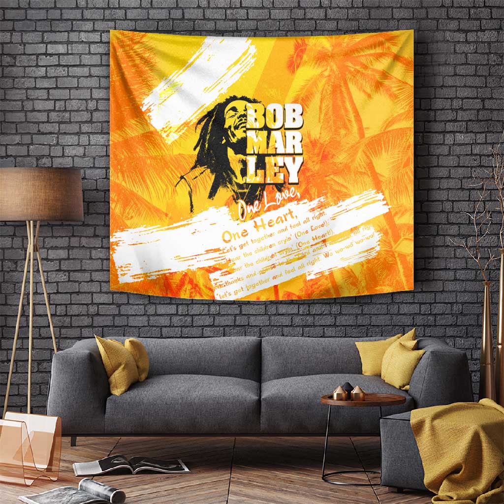Legend Bob Reggae Afro Tapestry One Love One Heart Tropical Leaf