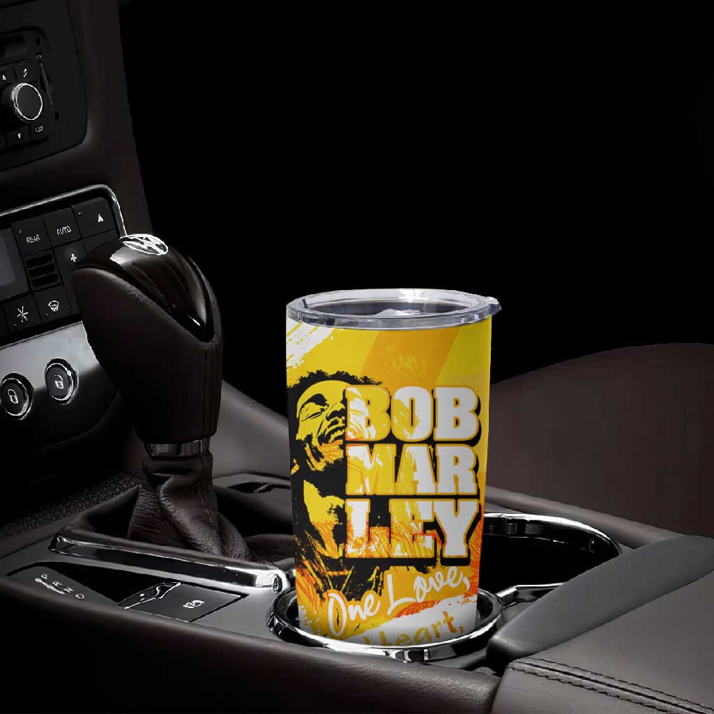 Legend Bob Reggae Afro Tumbler Cup One Love One Heart Tropical Leaf