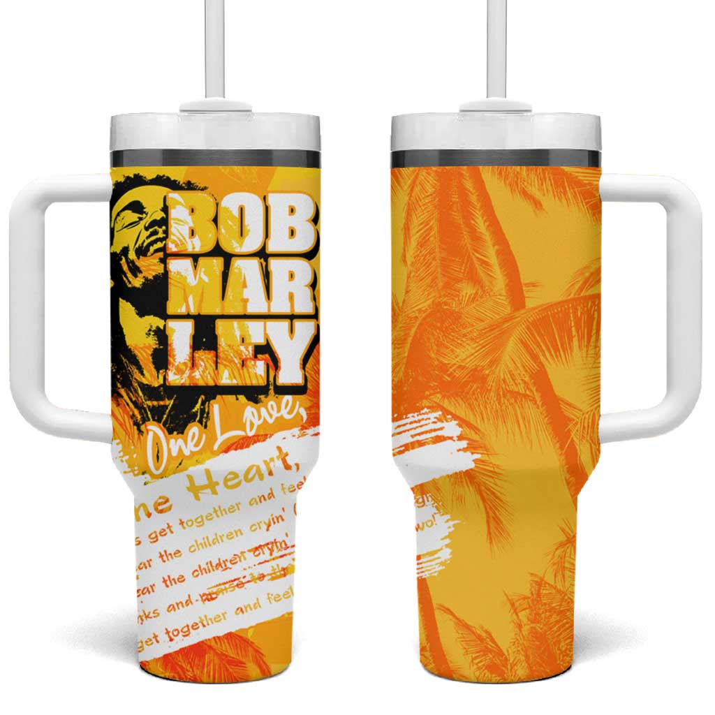 Legend Bob Reggae Afro Tumbler With Handle One Love One Heart Tropical Leaf