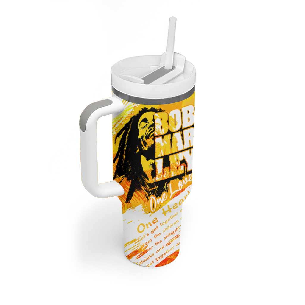 Legend Bob Reggae Afro Tumbler With Handle One Love One Heart Tropical Leaf